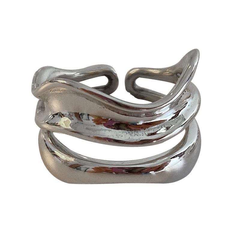 South Korea Dongdaemun Double-Layer Ball Ring: S925 Sterling Silver, Fashionable Design for Women