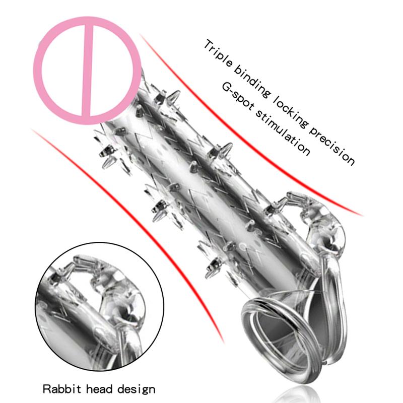 Reusable Penis Sleeve Penis Enlargement Condoms Extender Male Cock Sex Toy Spikes Realistic Dildo Sleeve Adult Sex Products For Men