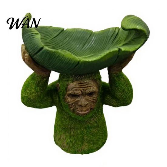 Outdoor Bird Feeder Green Orangutan Feeder, Wall-mounted Garden Sculpture Wild Forest-themed Art Decorative for Backyard Tree Fence Wall зелёный