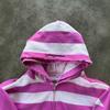 Street Style Embroidered Letter Hooded Zip-Up Long Sleeve Sweatshirt Striped Fake Two-Piece Oversized Pullover Women