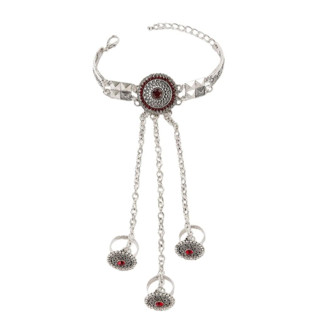 Vintage Geometric Hand Jewelry With Rhinestone Embellishments For Women