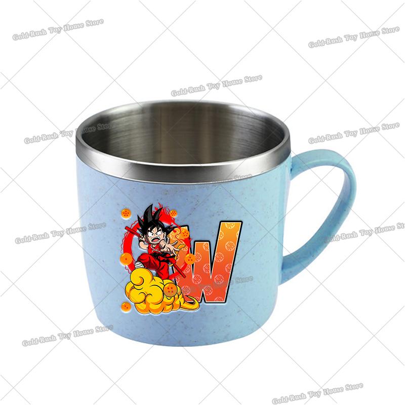 Anime Son Goku Letter Water Mugs Cartoon Dragons Ball Kids Stainless Steel Milk Cup School Home Coffice Drink Mug Boy Girl for Round Sensory