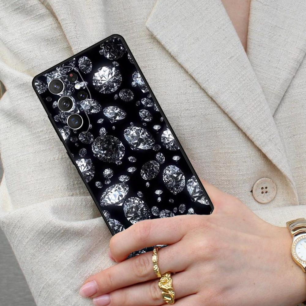 Diamond Crystal Pattern Cell Phone Case for Samsung Galaxy S26 Ultra S25 S24 S23 S22 S21 S20 Note10 Cover