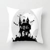 New Halloween Black and White Skull Pumpkin Printed Peach Leather Velvet Pillowcase Sofa Office Cushion Cover