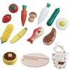 Daiwa Brinquedos de Madeira Conjunto de Comida Magnética - Conjunto Popular [Inclui panquecas, faca, tábua de corte e bolsa de armazenamento] Comida magnética, comida para brincar de faz de conta,