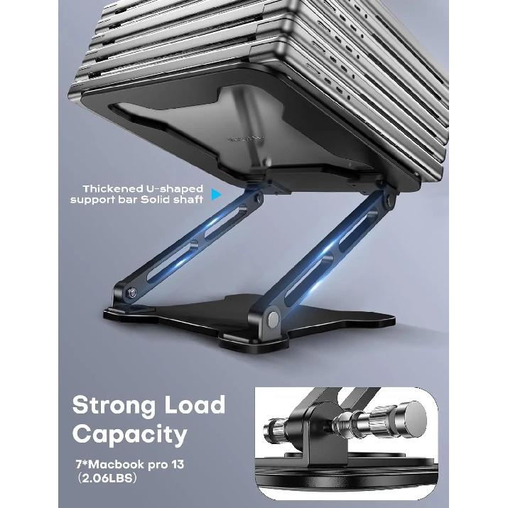 Adjustable Metal Laptop Stand, Foldable & Ventilated Cooling Riser for 10-15.6" Notebooks, Ergonomic Desk Solution