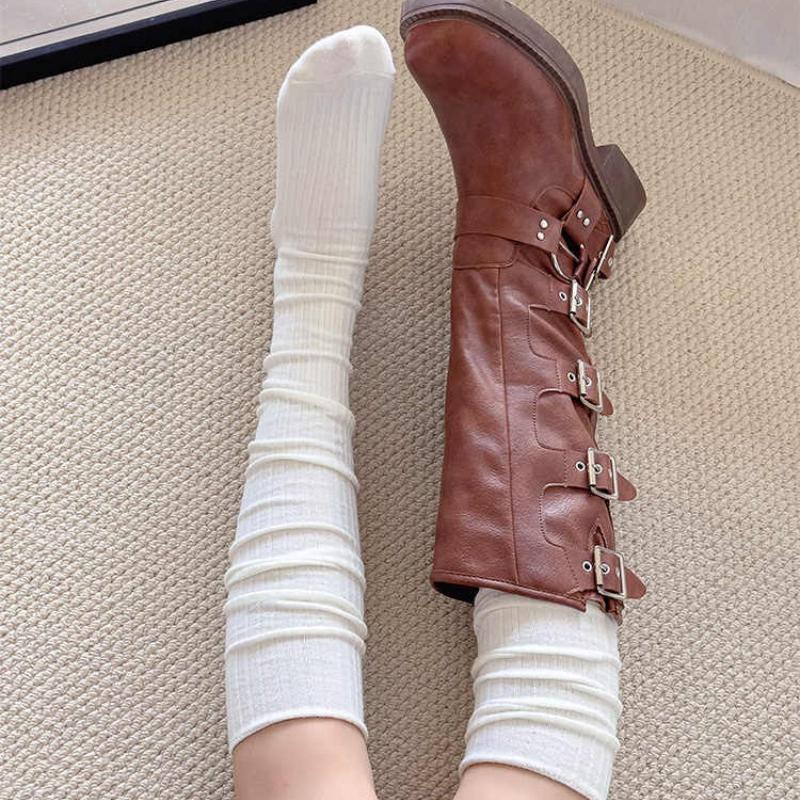 New Women Long Boots Socks Winter Pile Sock Black Gray and White Versatile JK Thigh Sock Pure Cotton Warm Knee Socks