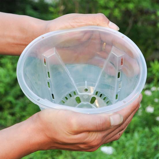 Clear Orchid Pot Breathable Flower Pot with Saucer Plant Pot with Side Ventilation Holes Drainage for Phalaenopsis Healthy Growth