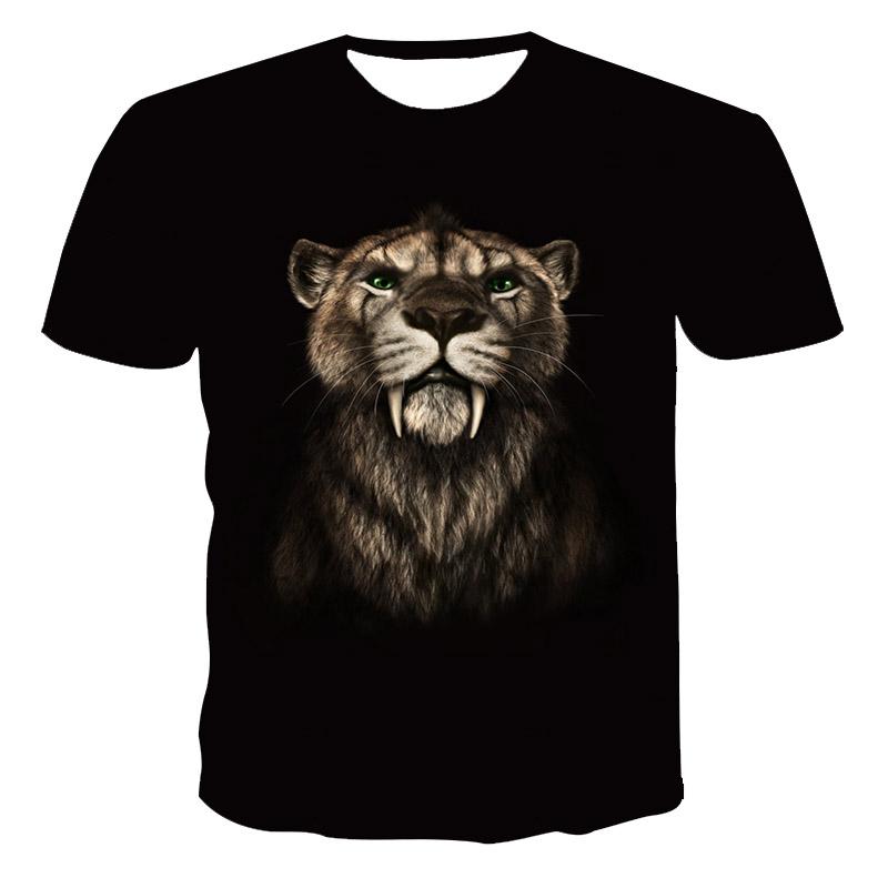 T-shirt Uomo Con Stampa 3D Testa Di Tigre, Manica Corta, Girocollo, Morbida E Traspirante, Taglie Comode