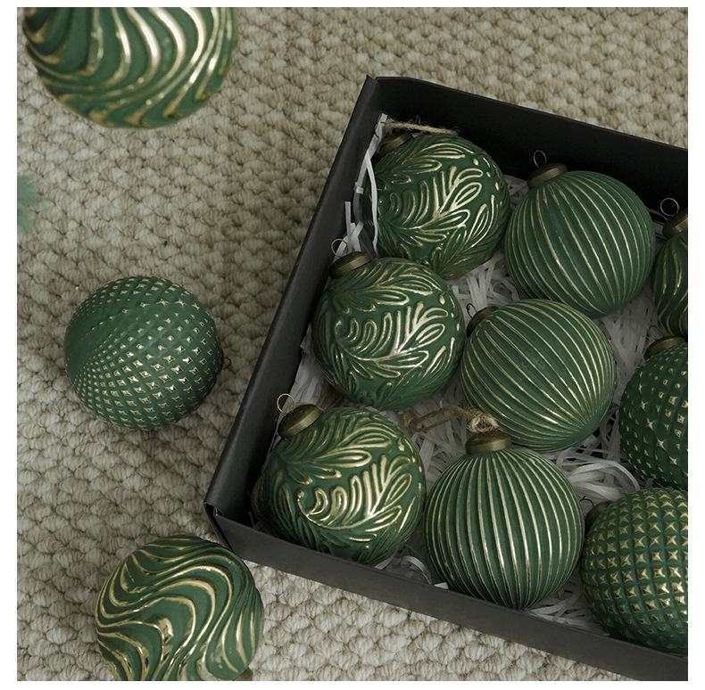 8CM Antique Christmas Ball Ornament Set - 12pcs Boxed Tree Decorations
