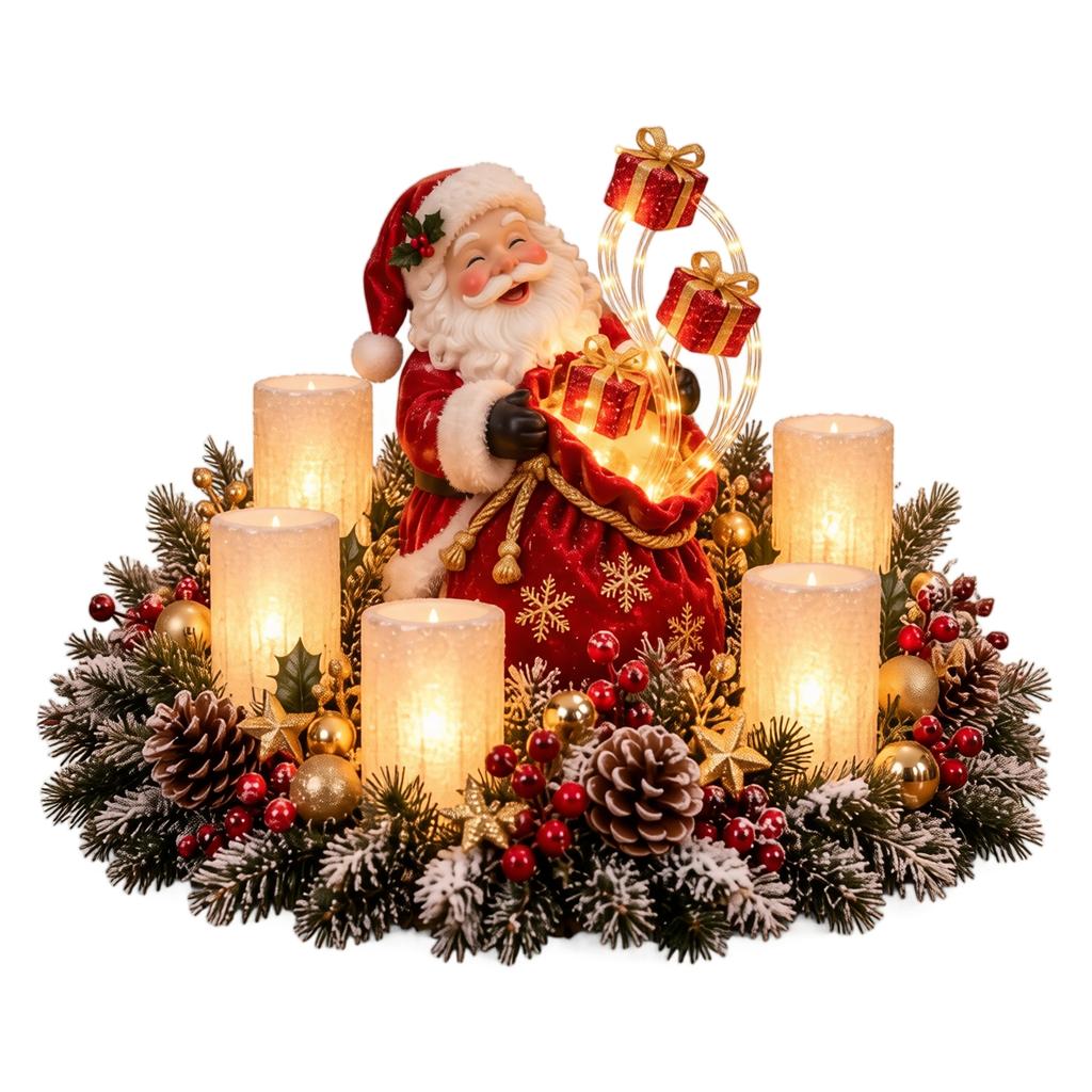 Flameless Christmas Table Decor, Warm Shimmering Candlelight Centerpiece for Holiday Party and Home
