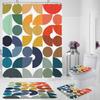 Colourful Rainbow Cube Shower Curtain Set And Bath Rugs Set Vibrant Pattern Bathroom Shower Curtains Set For Bathroom Home Decor