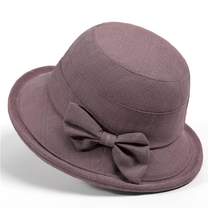 Womens Sun Hat Seniors - Wide Brim Foldable Cotton Blend UV Protection Bucket In Purple Blue Khaki Pink