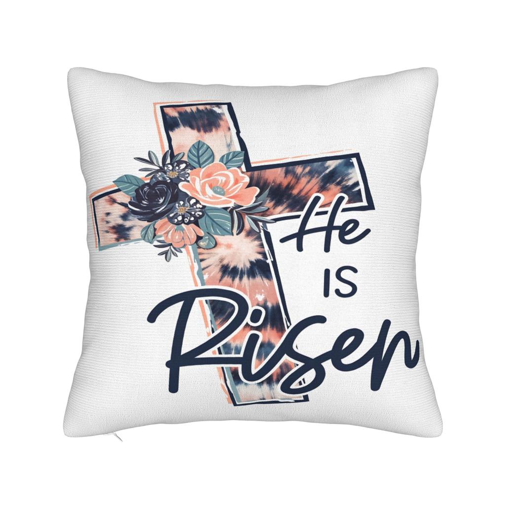 Pillow Cover He Is Risen Boho Easter Christian Jesus Vintage Pillow Case For Sofa Bedroom Home Decor Pillowcases