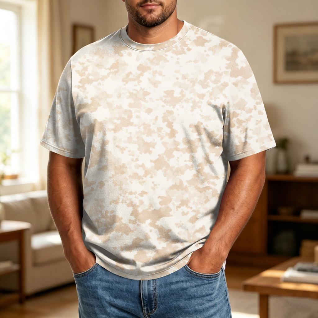 Men's Big Size Comfortable Breathable Casual Loose Fit T-Shirt Soft Fabric Crew Neck Short Sleeve Top for Everyday Wear