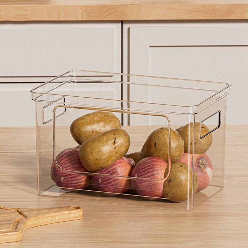 Transparent Garbage Bag Storage Box Garbage Bag Dispenser Under Sink Stackable Clear Organizer Bins With Bamboo Wood Lid