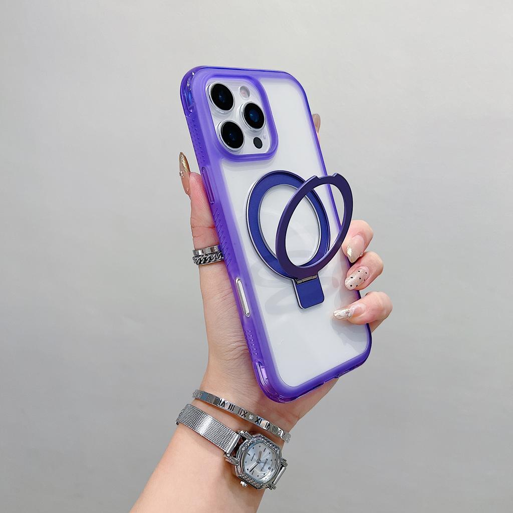 For iPhone 16 Pro Case Compatible with MagSafe Kickstand Clear TPU PC Phone Back Cover