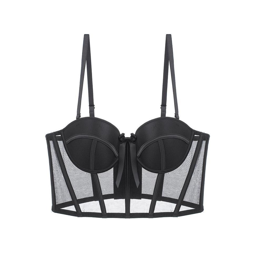 French sexy soft steel ring bra, vest-style fishbone shapewear, women's small breasts gather together, anti-sagging bra cover