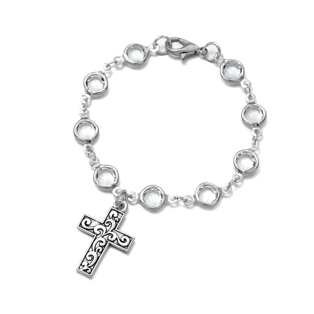 Cross Car Pendant, Transparent Beaded Steering Wheel Ornament, Personalized Car Interior Decoration Supplies