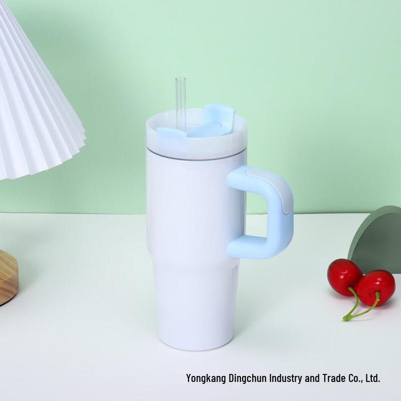 

Insulated Sublimation Travel Tumbler with Handle and Straw