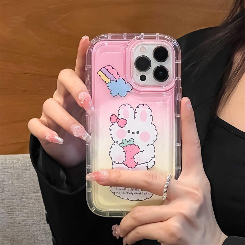 ins pink cute strawberry rabbit iphone17promax mobile phone case 13pro simple apple 16 couple 15
