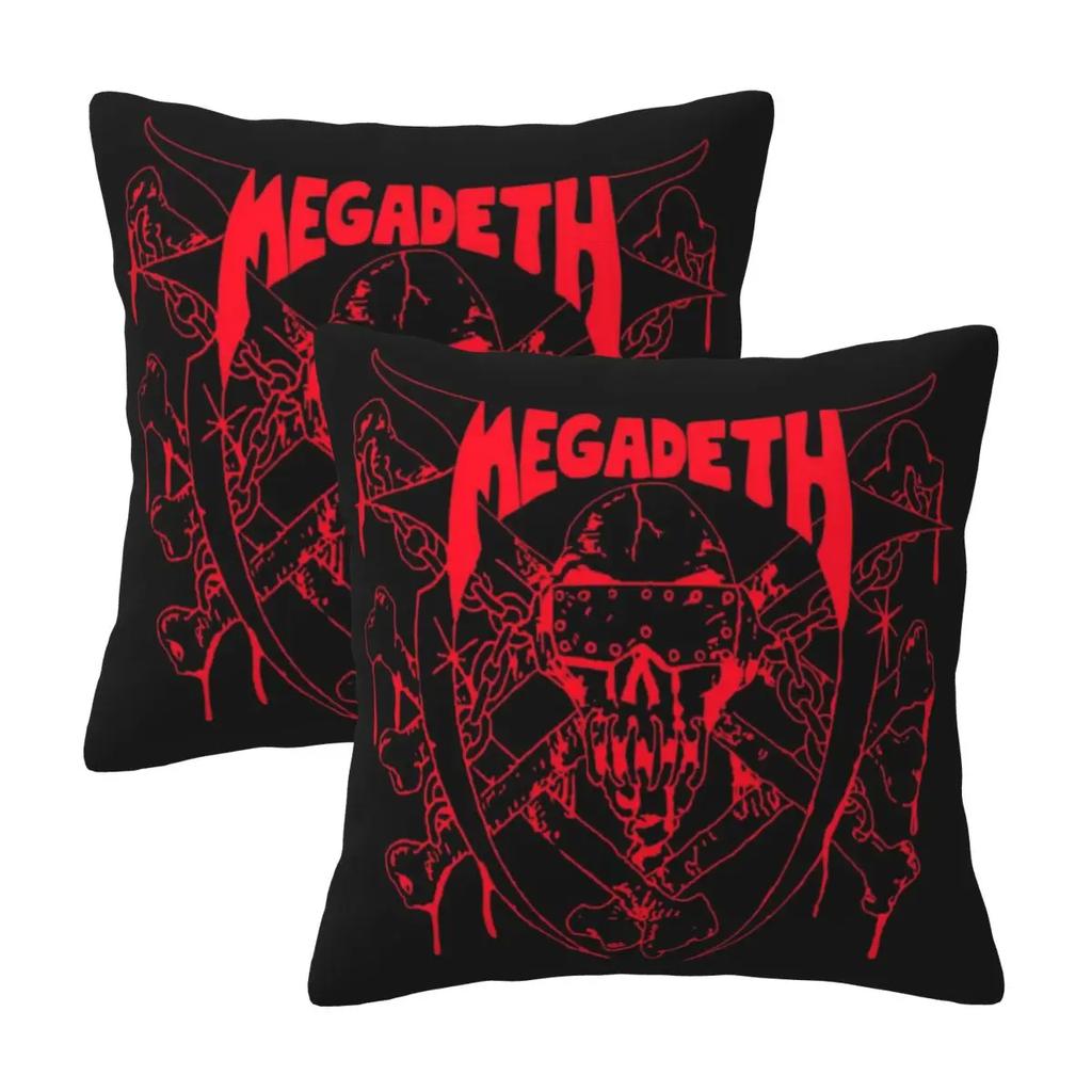 Luxury The Megadeth Metal Band 2 Pcs Square Pillowcase Pillow Cover Cushion Zip Decorative Comfort Throw Pillow For Home Car