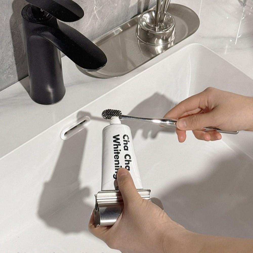 3pcs/Set Stainless Steel Toothpaste Rack Rustproof Bathroom Storage Shelf Bathroom Counter