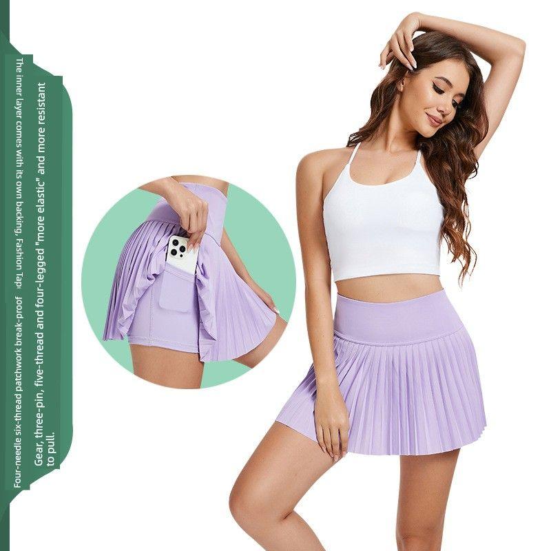 Foreign Trade Fitness Yoga Pleated Skirt Training Running Sports Short Dress Anti-exposure Badminton Golf Short Tennis