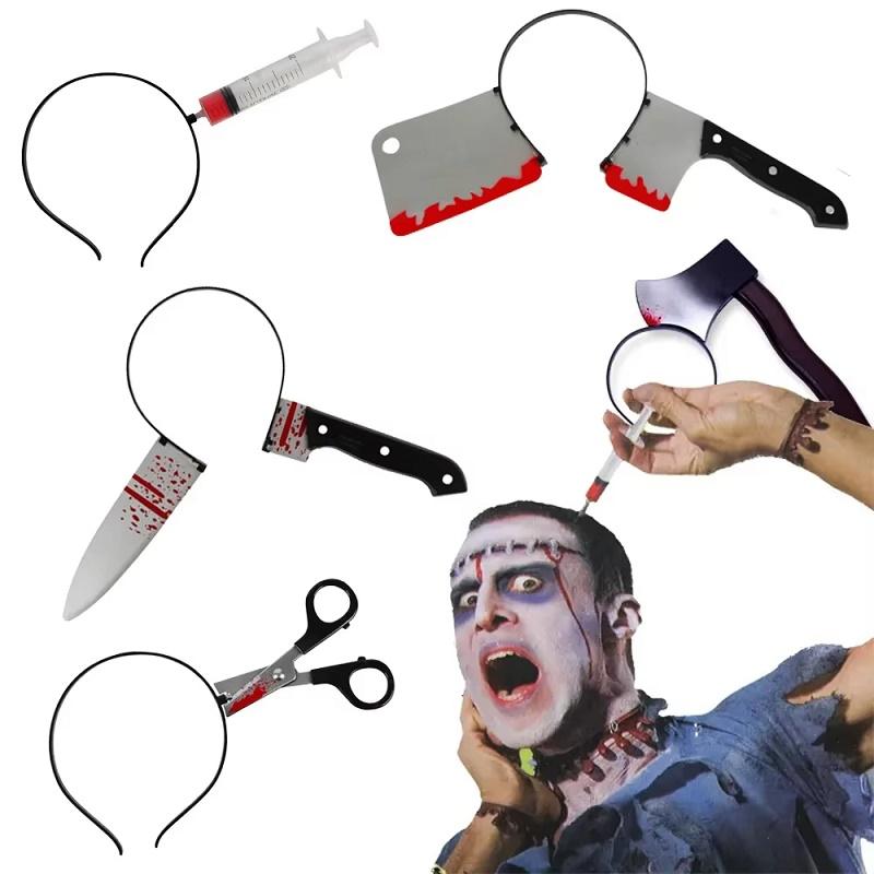 Halloween Headbands Plastic Simulation Headwear Cosplay Pranks Funny Scary Headwear Performance Props Dance Costumes