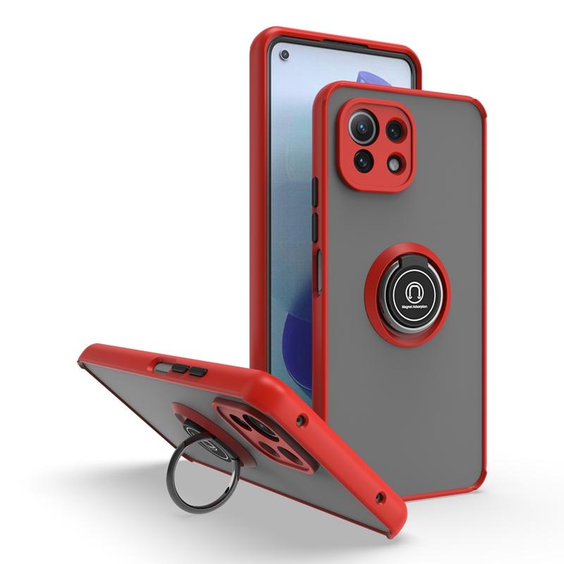 

Магнитный держатель Кольцо-подставка Чехол Fundas Для Xiaomi 11 lite защита камеры Матовый противоударный чехол Акция Чехол для Xiaomi 11Lite Xiaomi 11Lite красный