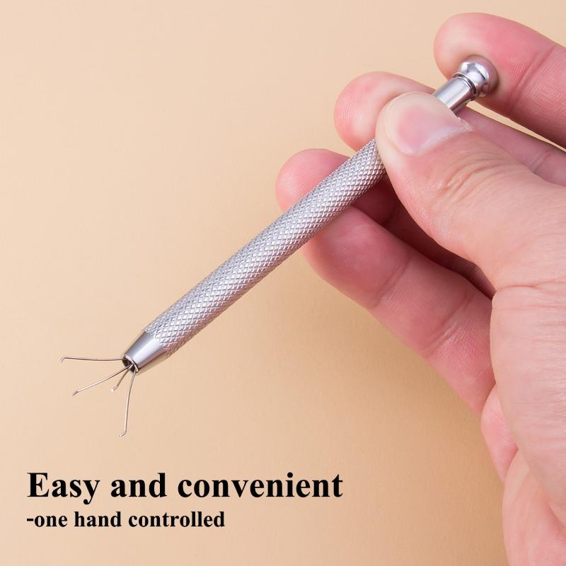 Professional 4-Claw Jewelry & Bead Pick-Up Tool - Durable Metal Prong Tweezers for Earring Making Crystal Grabbing Jewelry Making Supplies
