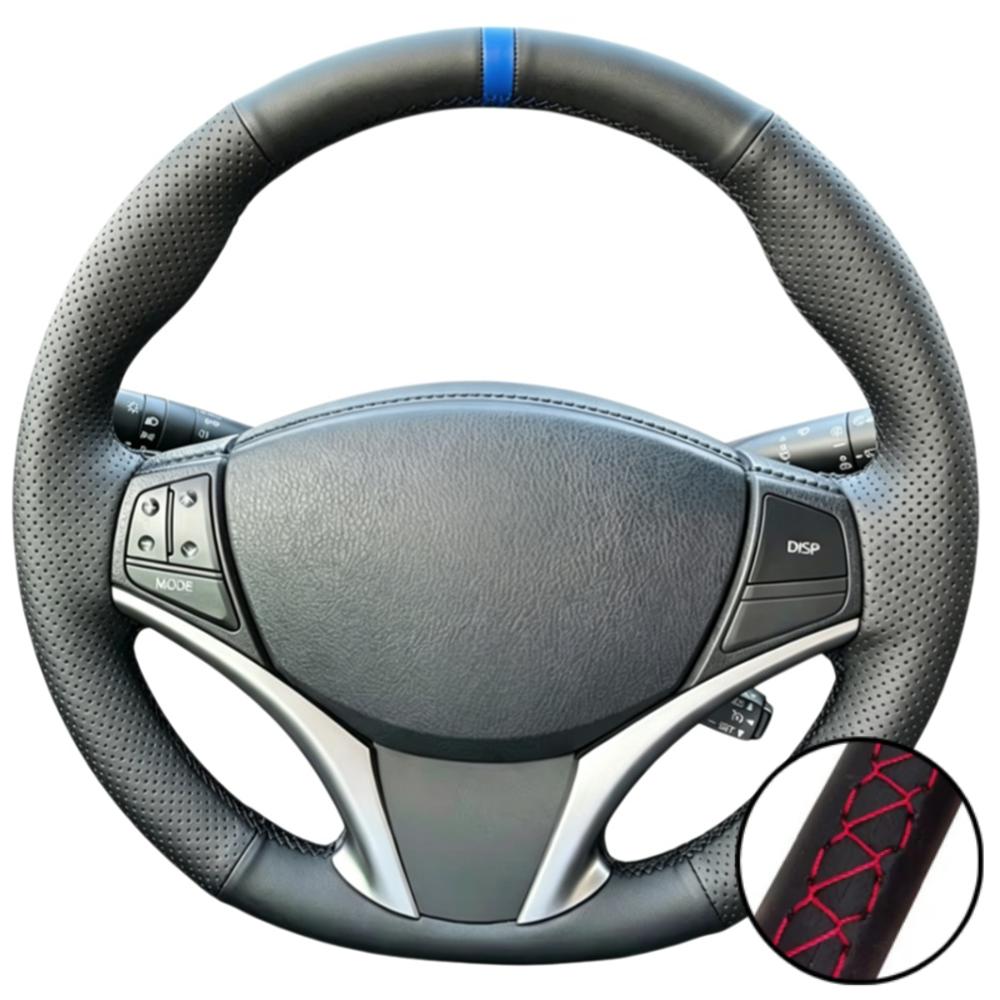 Hand Stitched Wear Resistant Perforated Non-slip Artificial Leather 2014-2016 Steering Wheel Cover For Toyota Yaris Vios