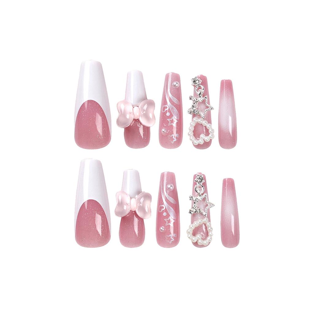 24 Pieces Butterfly Manicure Wearing Nail Piece Medium and Long Ballet Fake Nail Nail Sticker Nail Piece Nail Piece Wearing Nail Piece