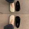 Neue Mode Damen Schuhe Ballerinas Niedrige Absätze Lässige Damen Sneaker Slipper Loafer Fell Runde Zehenpartie Flacher Ausschnitt Boot Slipper Winter