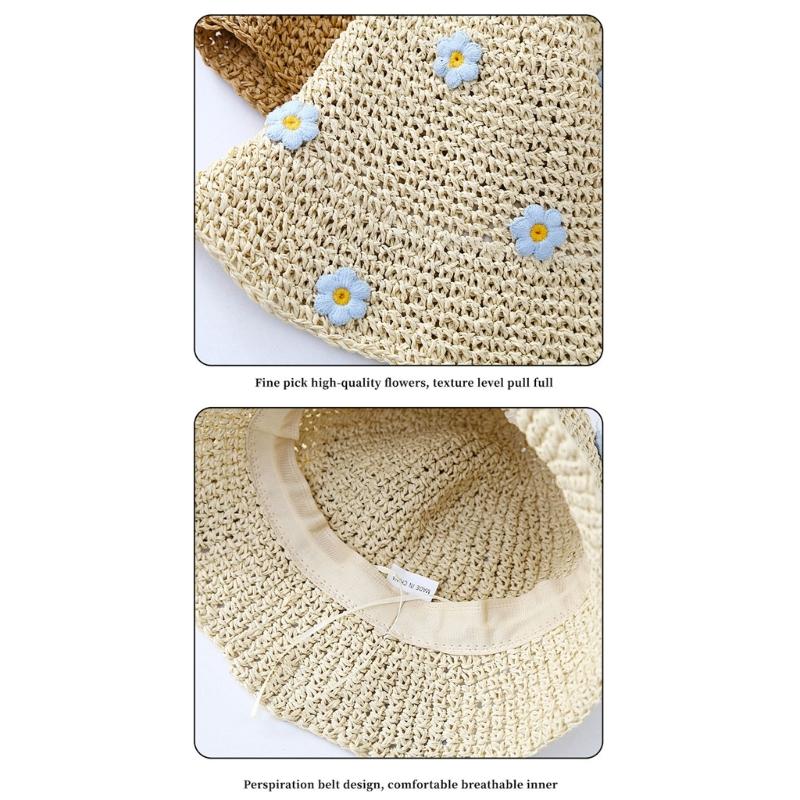 Fisherman Hat Summer Straw Hat with Flower Decoration Perfect for Teens Ladies Seeking Style Comfort