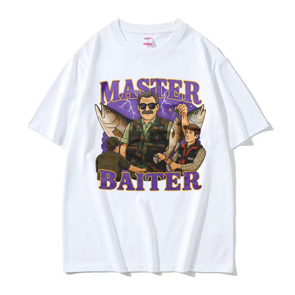 Funny Fishing Master Baiter Graphic T Shirts Men Women Vintage Fisherman Humor Tshirt Casual Loose Oversized T Shirt Streetwear