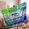 Seattle Seahawks Flannel Blanket, Custom Name Text Personalized Soft Throw Blanket Home Decor Gift