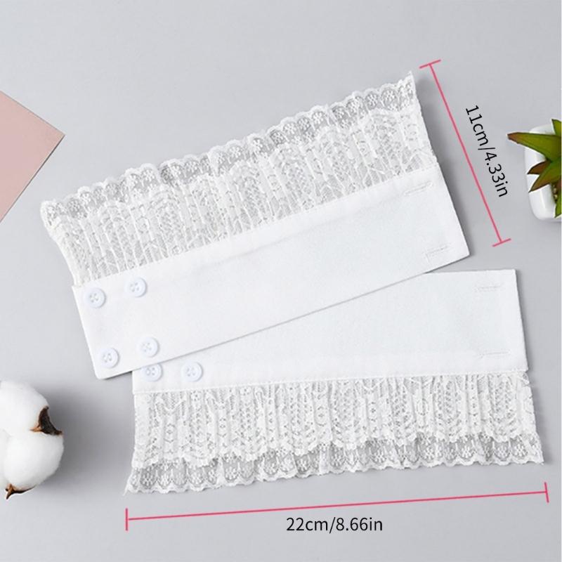 Women Sweet Ruffled Floral Lace Half Shirt Fake Collar and Wrist Cuffs False Sleeves Set Vintage Costume Accessories