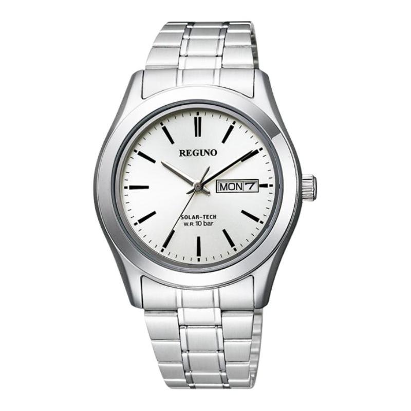 

CITIZEN REGUNO series 100 meters waterproof solar Quartz Steel Strap 37.5mm men s watch silver dial KM1-211-11 срібний