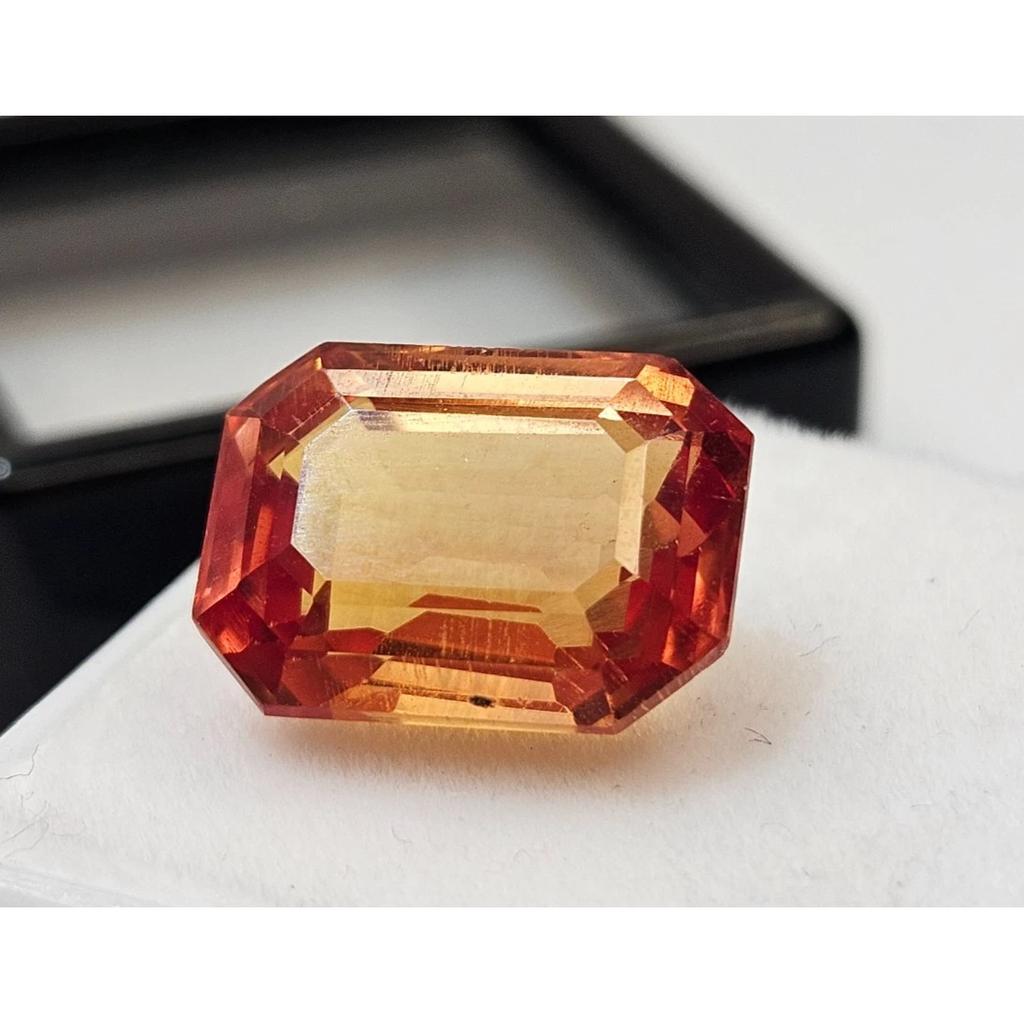 Fabulous Natural Awesome Orange Sapphire 10 Ct Emerald Cut Certified Gemstone