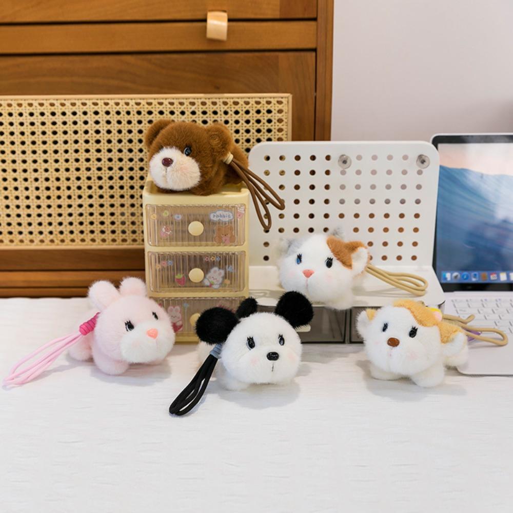 Little Bear Cat Plush Toy Keychain Rabbit Dog Plush Doll Keychain Animal Doll Pendant  Kids Gifts