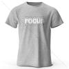 Focus Letter Minimalist Style T-Shirt, Lightweight Round Neck Short Sleeve Tee, Perfect for Unisex