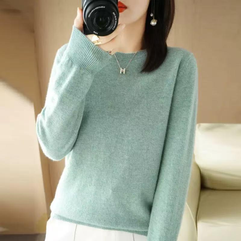 New Autumn Winter Women's Plus Size Round Neck Long Sleeve Knitwear Base Layer
