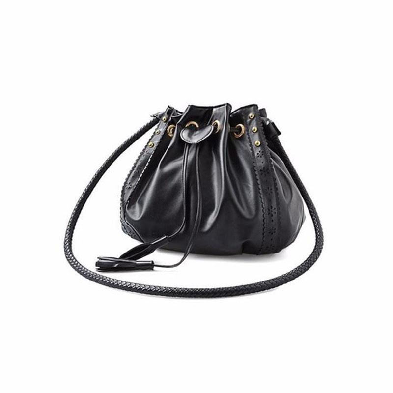 

Elegant Women Bucket Shape Tassel Decorated Shoulder Cross Body Bag For Stylish Looks чёрный