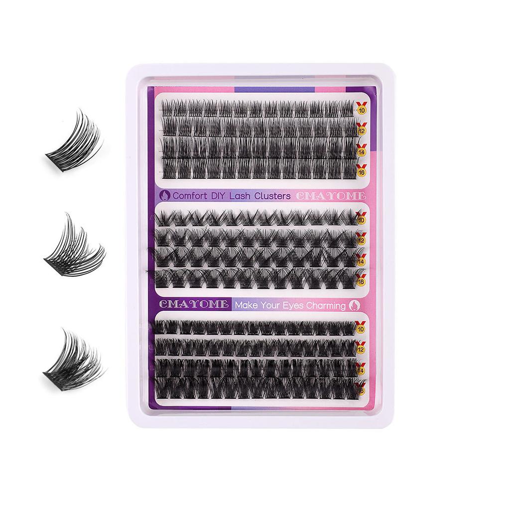Diy False Eyelash Extension Set Multi-Hair Single Cluster 10-16Mm Length Thick Eyelashes