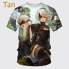 Summer Men's Casual Short-sleeved T-shirt Fashion Nier Automata 3D Printed T-shirt Personality Harajuku Streetwear Short Sleeved