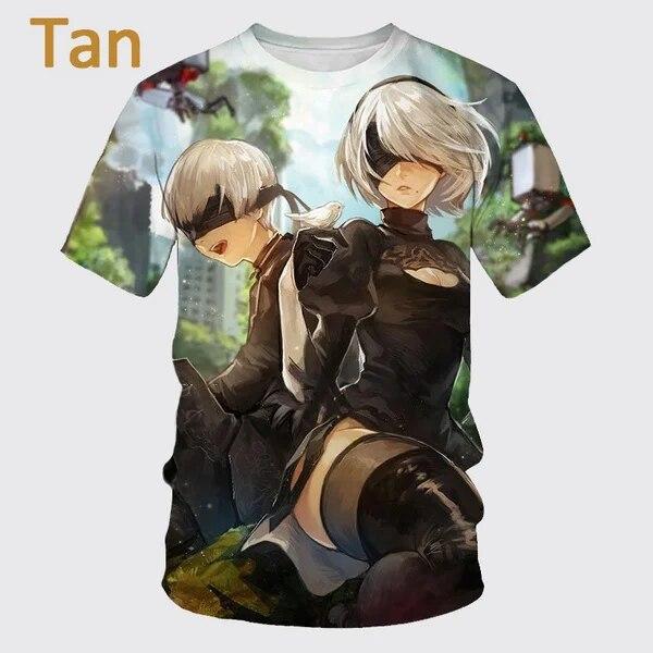 Summer Men's Casual Short-sleeved T-shirt Fashion Nier Automata 3D Printed T-shirt Personality Harajuku Streetwear Short Sleeved