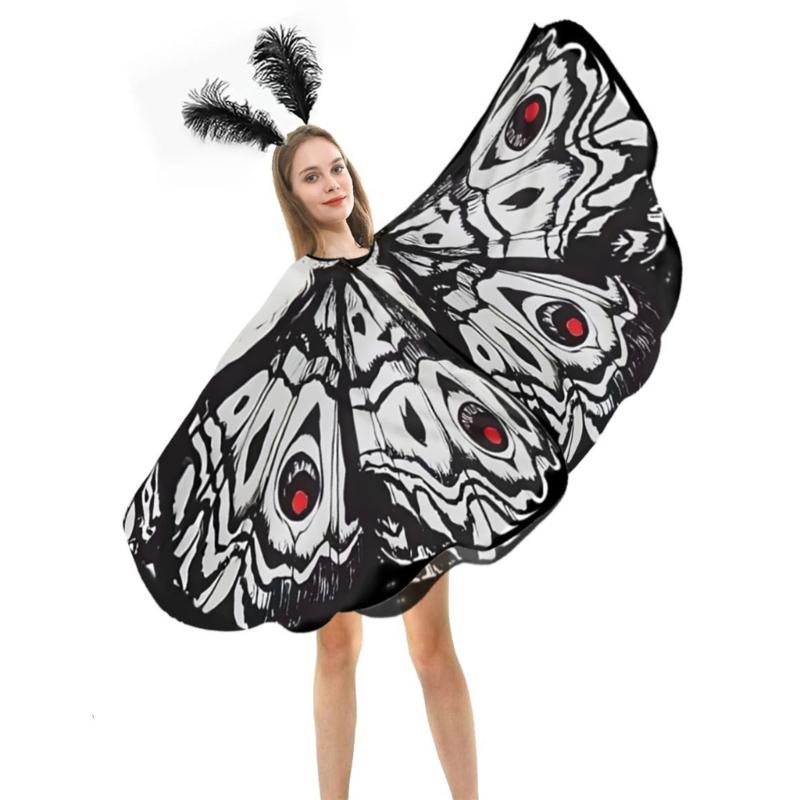 Elegant Moth Themed Costume Polyester Butterfly Wing Shawl Perfect For Halloween Event And Themed Parties