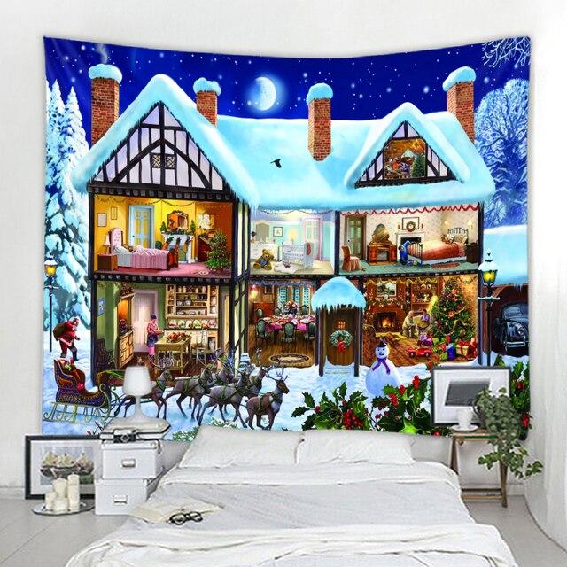 Christmas Cartoon Background Decorative Tapestry Bohemian Hippie Wall Decorative Tapestry Christmas Home Background Decorative