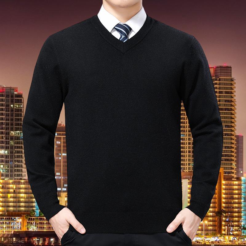 Men's Winter V-Neck Knit Sweater for Casual or Business Wear